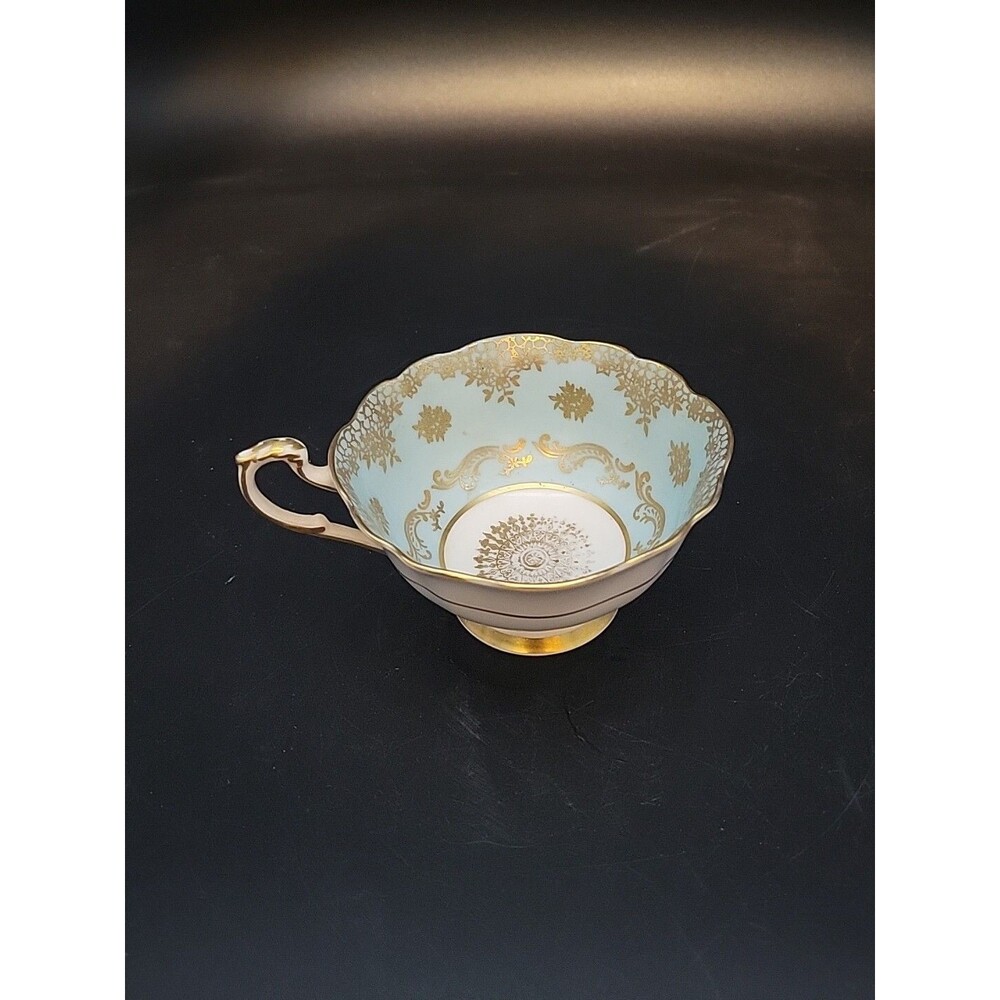 Paragon Blue Green And Gold Filigree Footed Teacup Only Bone China England